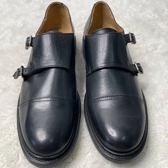 Frye Men\'s Black James Double Monk Strap Oxford Leather Shoes Size 9 1/2 main image 4